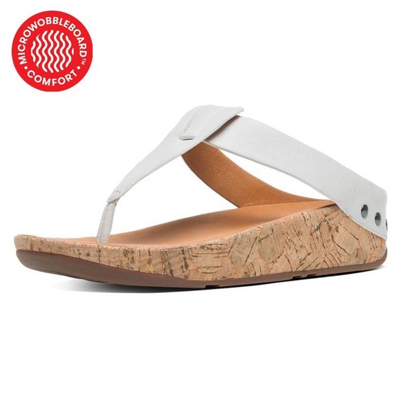 Fitflop Shoes - Fitflop Ibiza Cork Toe-Post Urban White Sandals 9